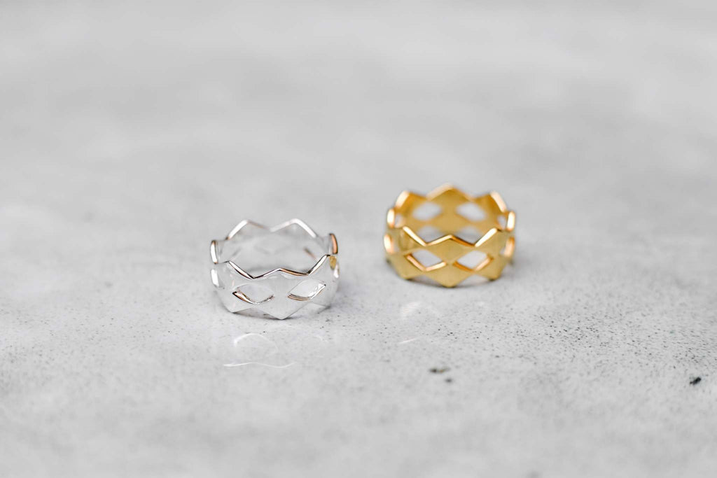 Rhombic Double Ring - Silver