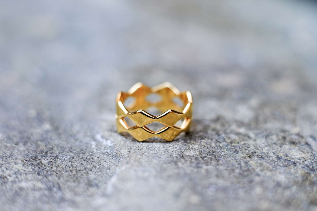Rhombic Double Ring - Gold