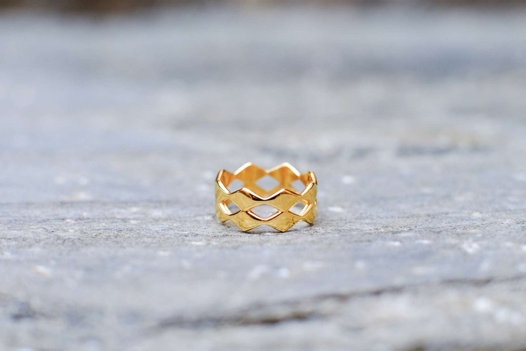 Rhombic Double Ring - Gold